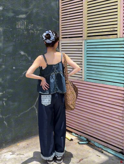 BOW PATCHWORK DENIM - PETITEGIRLS 小个子定制款