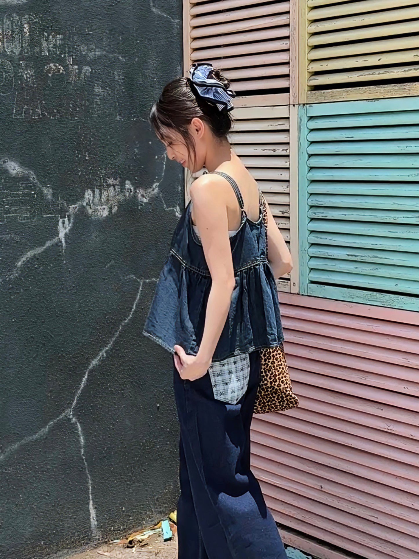 DENIM BABYDOLL CAMI TOP