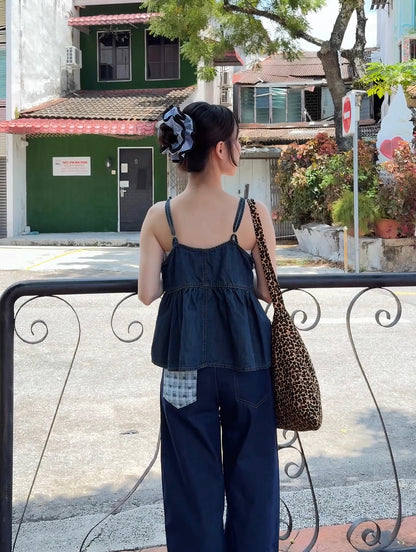 DENIM BABYDOLL CAMI TOP
