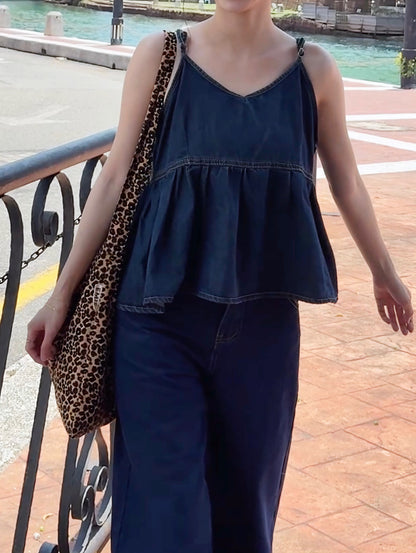 DENIM BABYDOLL CAMI TOP