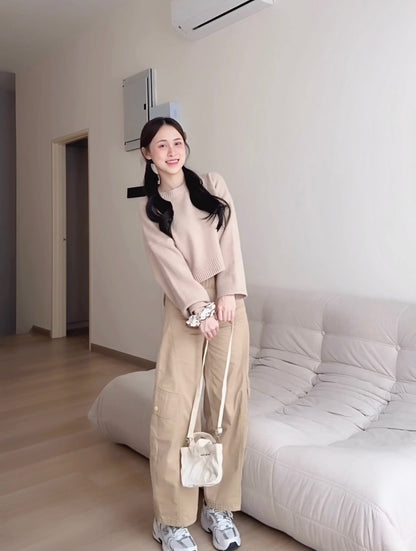 Soft Khaki Cargo Pants - PETITEGIRLS 小个子定制款