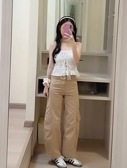 Soft Khaki Cargo Pants - PETITEGIRLS 小个子定制款