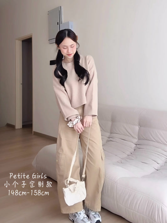 Soft Khaki Cargo Pants - PETITEGIRLS 小个子定制款