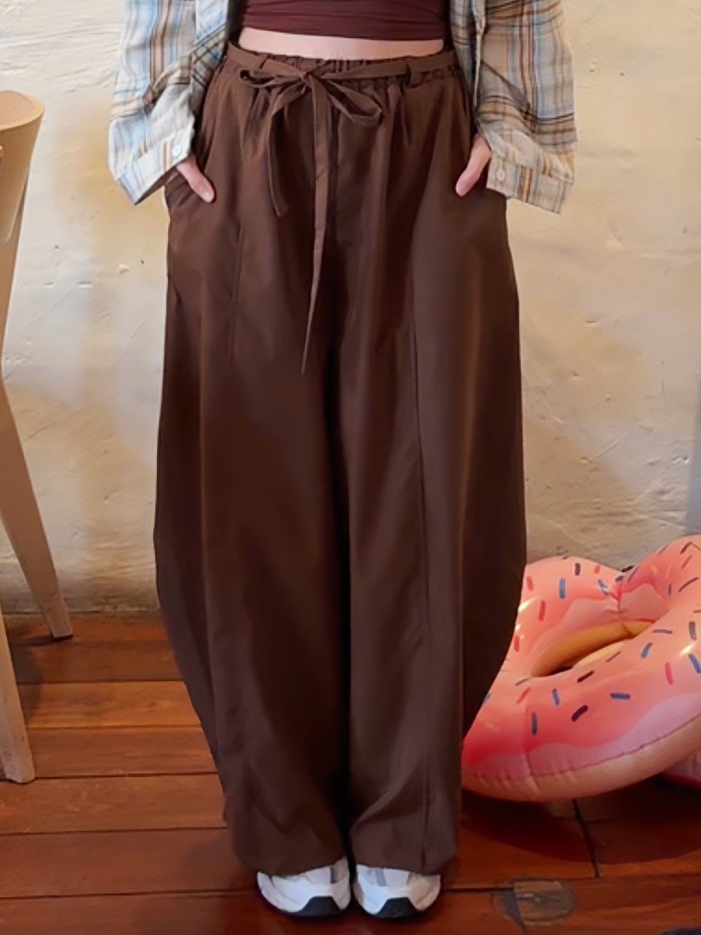 EFFORTLESS ELASTIC WAIST WIDE LEG PANTS - PETITEGIRLS 小个子定制款