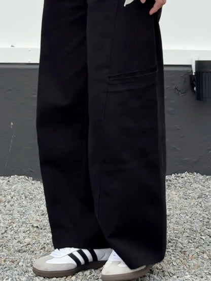 BLACK POCKET CARGO JEANS - PETITEGIRLS 小个子定制款
