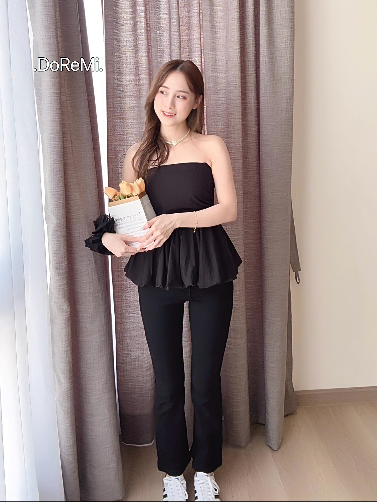 BLOSSOM TUBE TOP - BLACK