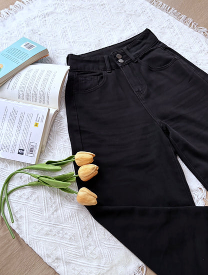 SOFT BAGGY BLACK JEANS - PETITEGIRLS 小个子定制款