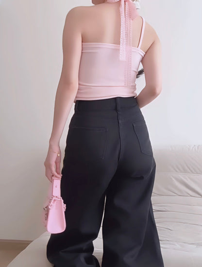 SOFT BAGGY BLACK JEANS - PETITEGIRLS 小个子定制款
