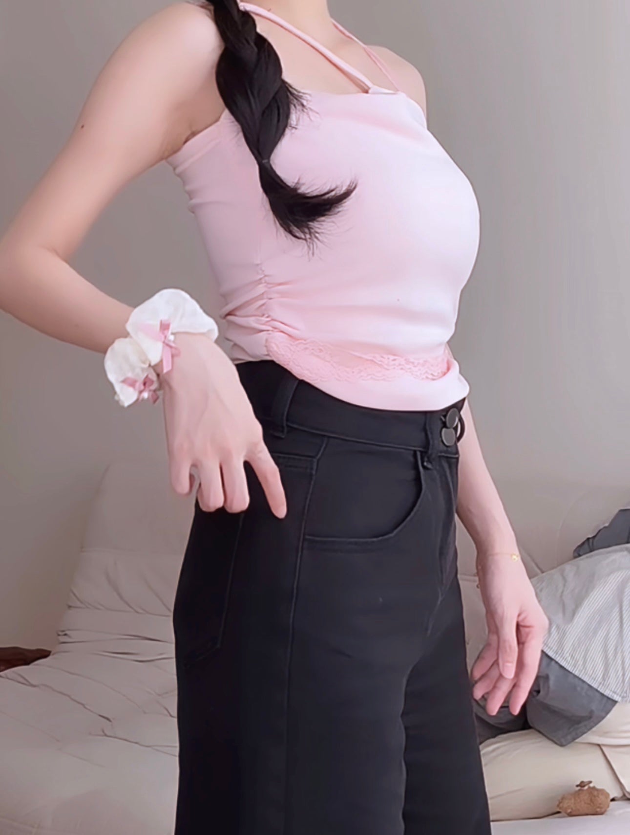 SOFT BAGGY BLACK JEANS - PETITEGIRLS 小个子定制款