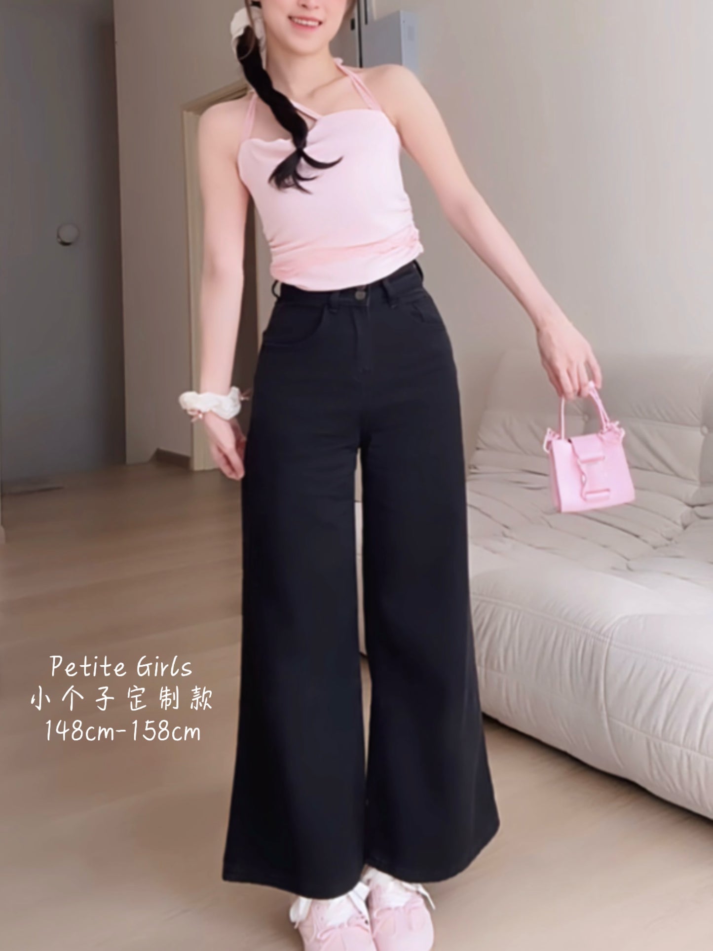 SOFT BAGGY BLACK JEANS - PETITEGIRLS 小个子定制款