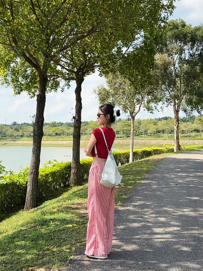 RED STRIPE SUMMER PANTS - PETITEGIRLS 小个子定制款