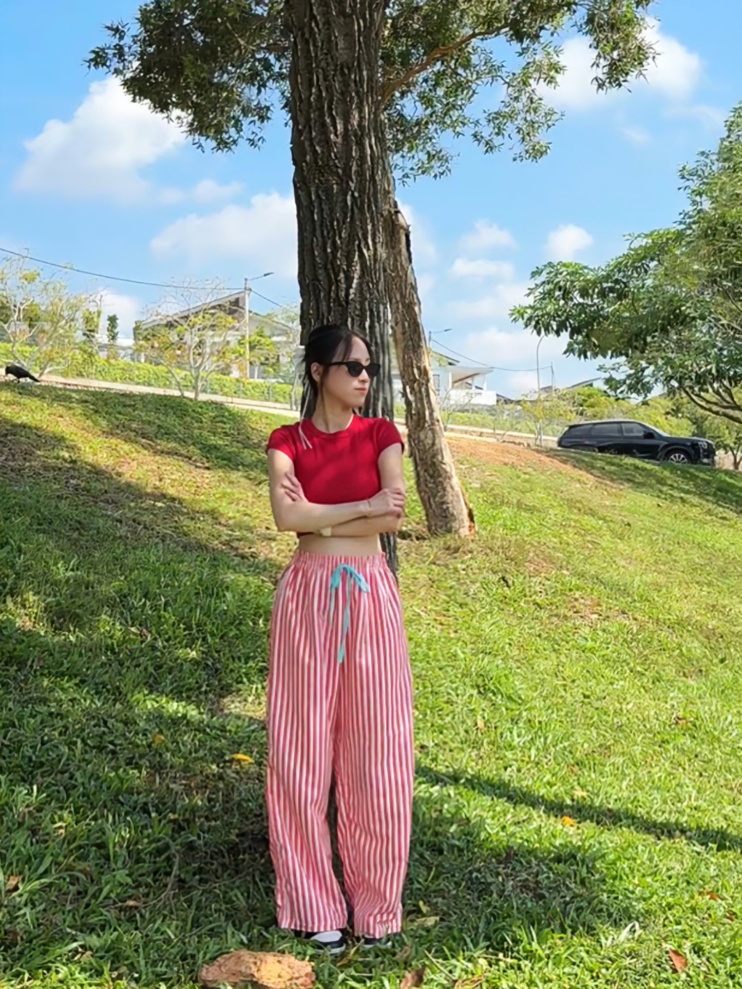 RED STRIPE SUMMER PANTS - PETITEGIRLS 小个子定制款