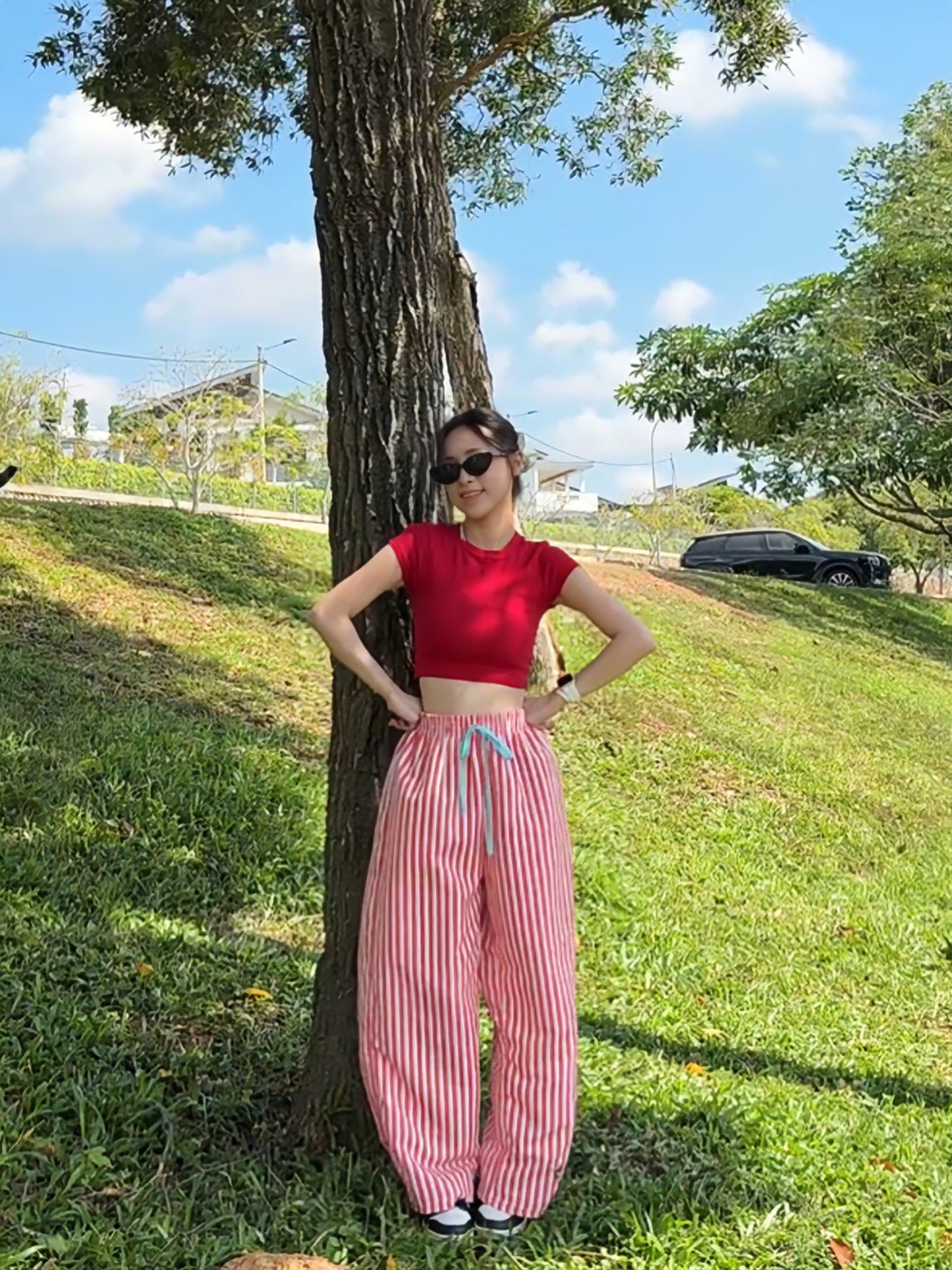 RED STRIPE SUMMER PANTS - PETITEGIRLS 小个子定制款