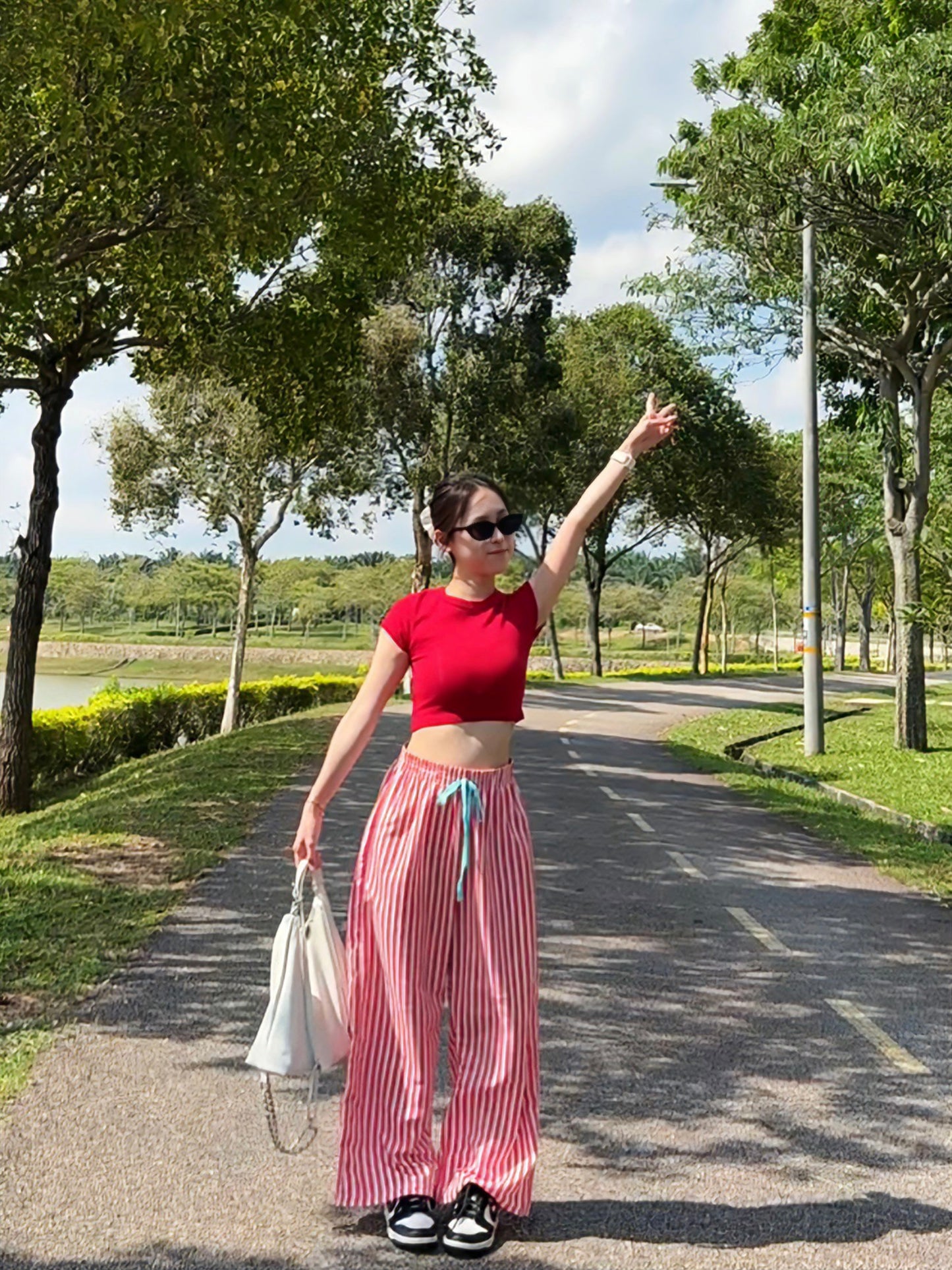 RED STRIPE SUMMER PANTS - PETITEGIRLS 小个子定制款
