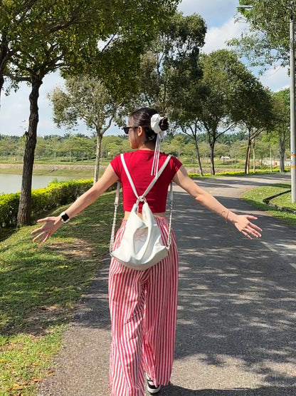 RED STRIPE SUMMER PANTS - PETITEGIRLS 小个子定制款