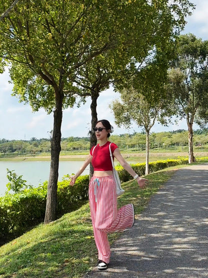 RED STRIPE SUMMER PANTS - PETITEGIRLS 小个子定制款