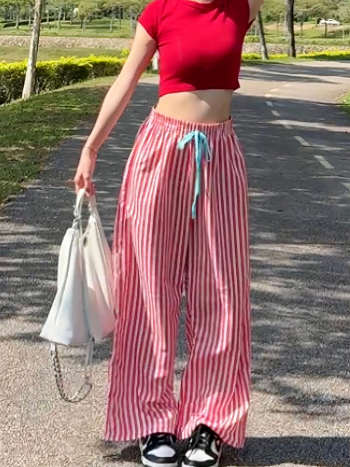RED STRIPE SUMMER PANTS - PETITEGIRLS 小个子定制款