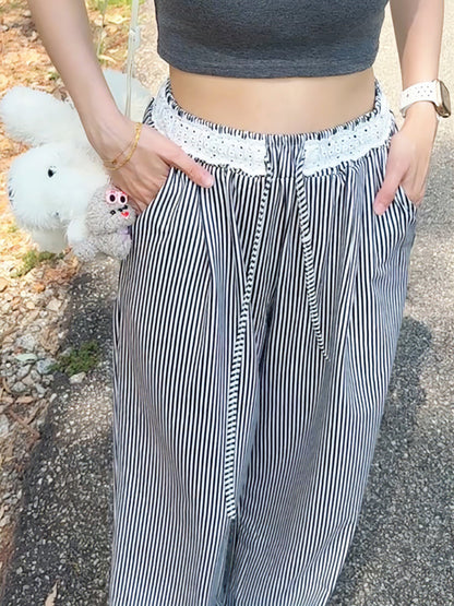 BLACK & WHITE CLEAN FIT STRIPE PANTS - PETITEGIRLS 小个子定制款