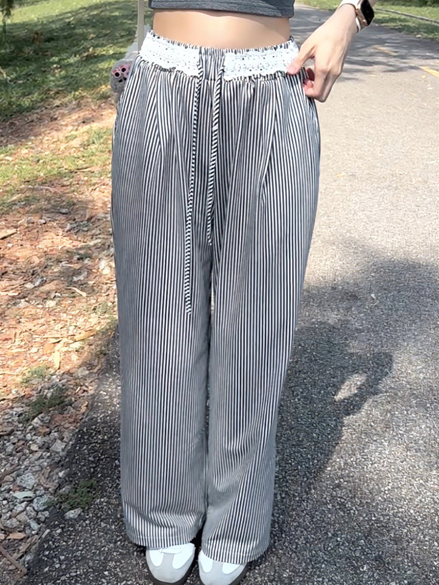 BLACK & WHITE CLEAN FIT STRIPE PANTS - PETITEGIRLS 小个子定制款