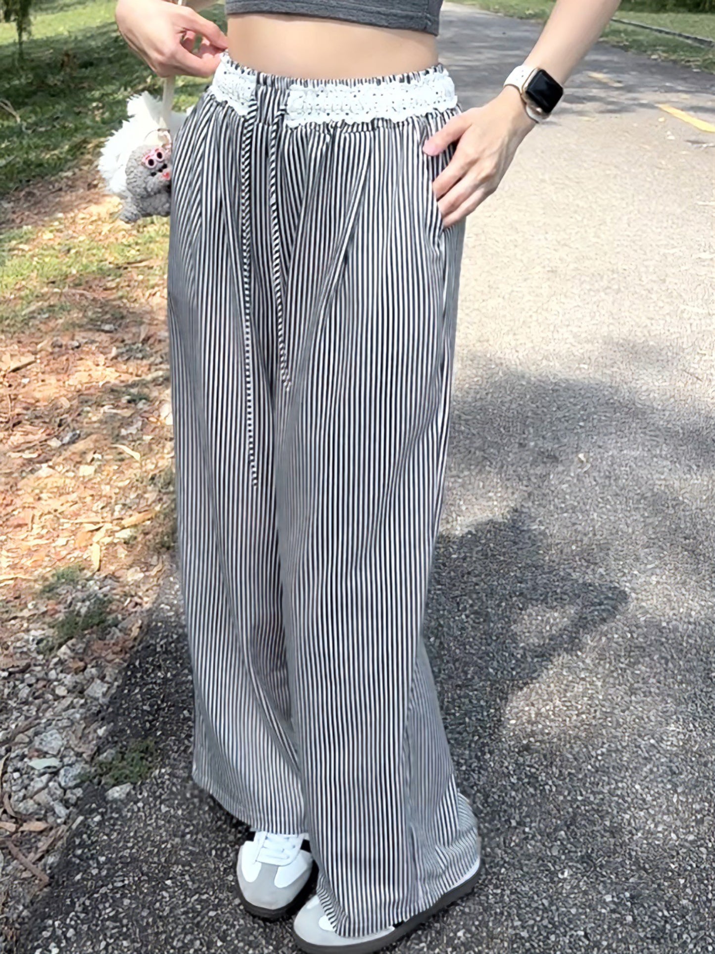 BLACK & WHITE CLEAN FIT STRIPE PANTS - PETITEGIRLS 小个子定制款