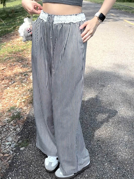 BLACK & WHITE CLEAN FIT STRIPE PANTS - PETITEGIRLS 小个子定制款