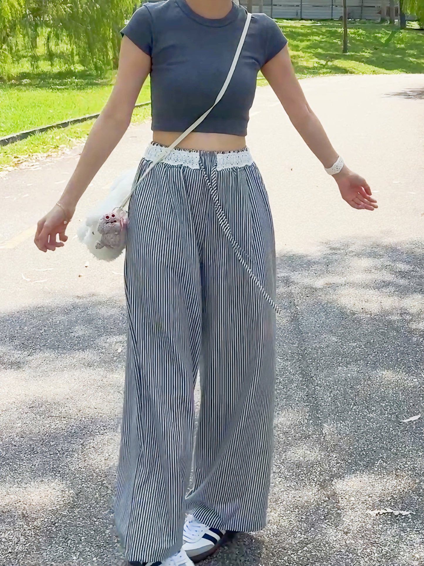 BLACK & WHITE CLEAN FIT STRIPE PANTS - PETITEGIRLS 小个子定制款