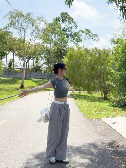 BLACK & WHITE CLEAN FIT STRIPE PANTS - PETITEGIRLS 小个子定制款