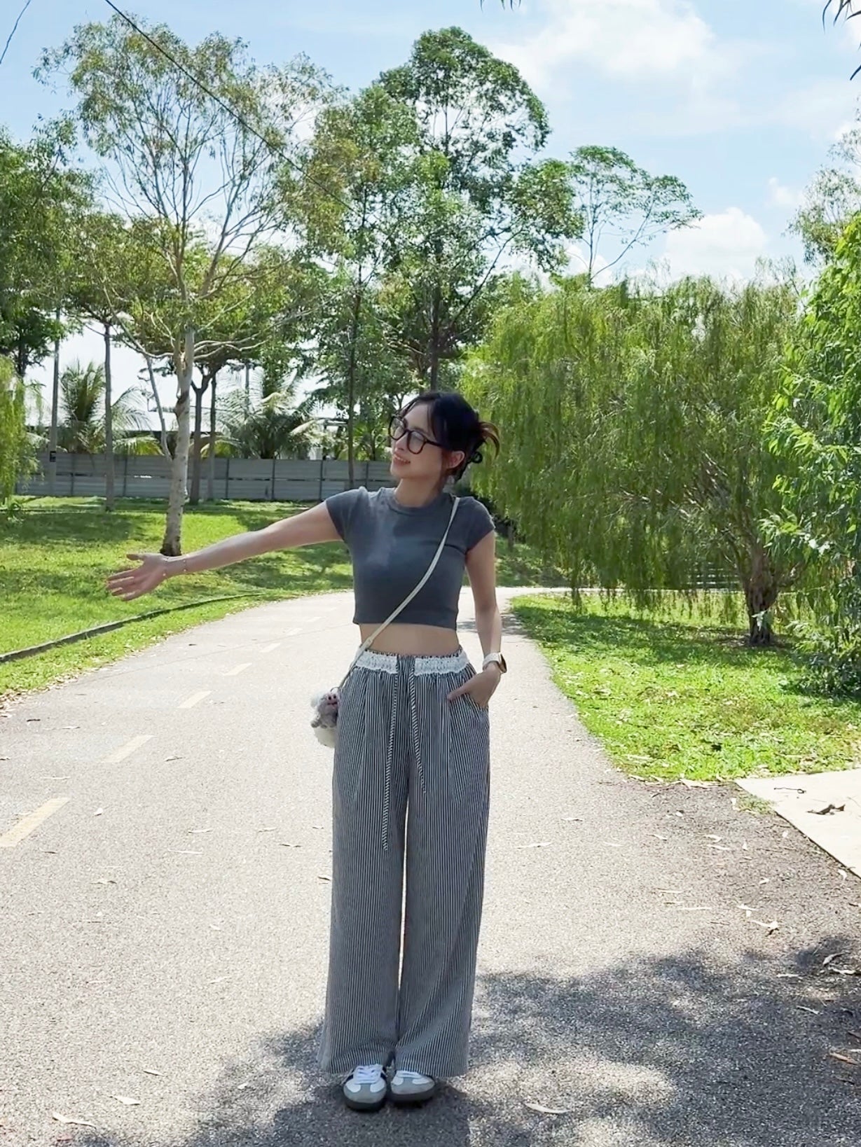 BLACK & WHITE CLEAN FIT STRIPE PANTS - PETITEGIRLS 小个子定制款