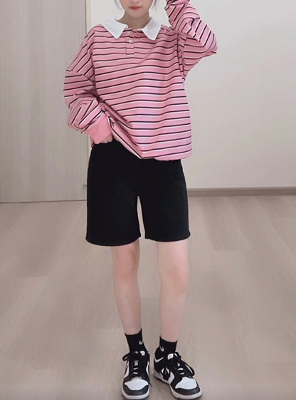 CASUAL BLACK DENIM SHORTS- PETITEGIRLS 小个子定制款