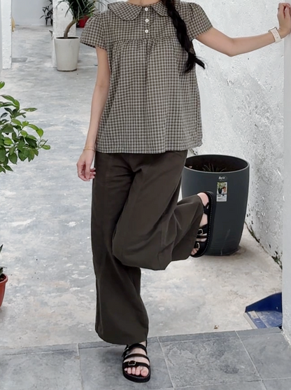 ARMY GREEN WIDE LEG DENIM PANTS - PETITEGIRLS 小个子定制款