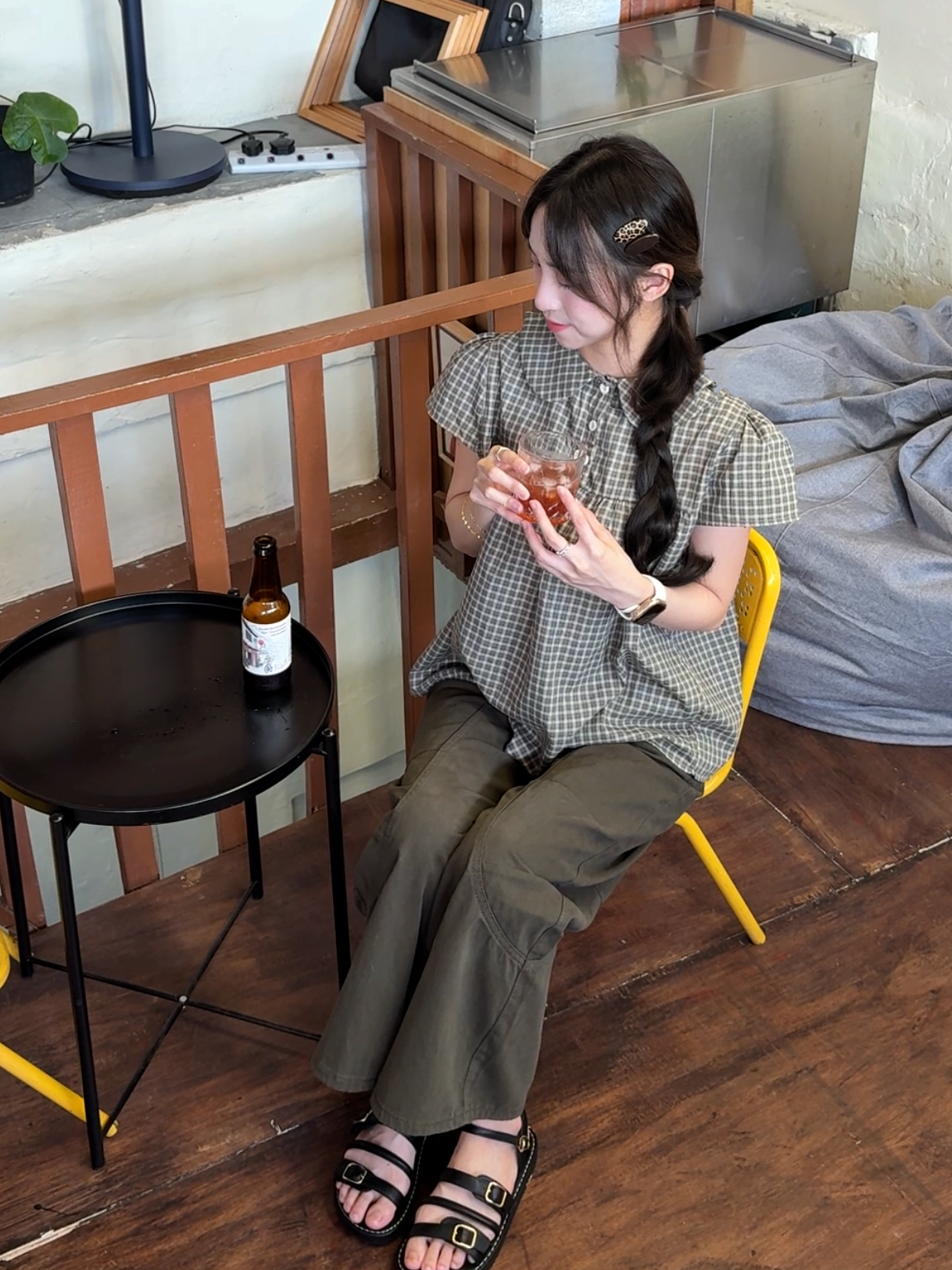 ARMY GREEN WIDE LEG DENIM PANTS - PETITEGIRLS 小个子定制款