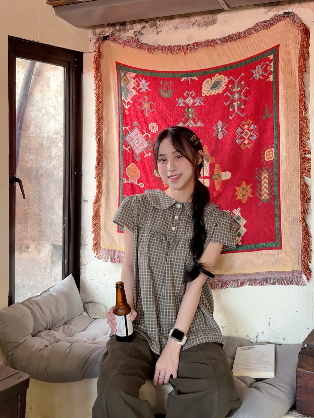 VINTAGE CHECK PETER PAN COLLAR TOP