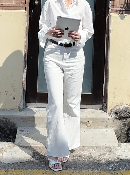 WHITE FLARE DENIM  - PETITEGIRLS 小个子定制款