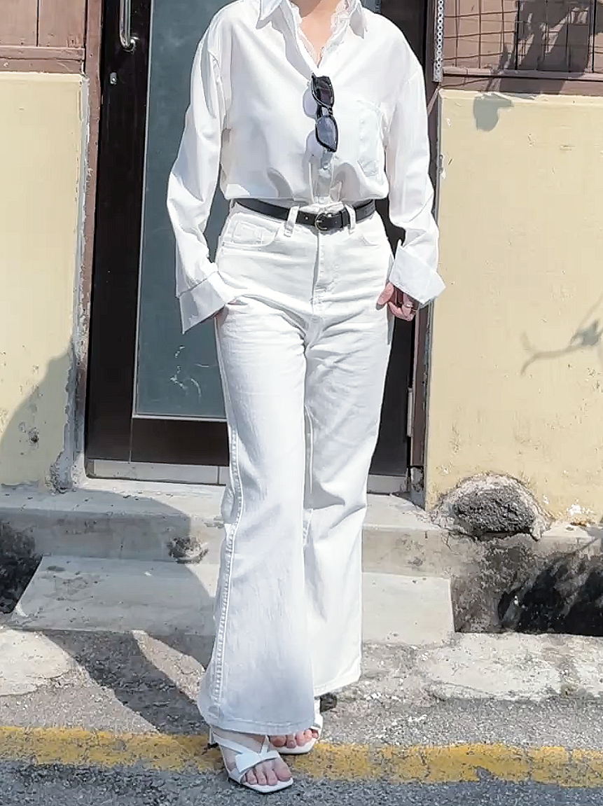 WHITE FLARE DENIM  - PETITEGIRLS 小个子定制款