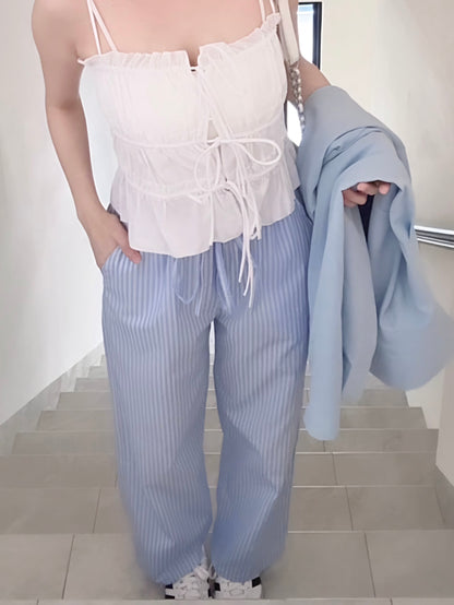 BLUE STRIPE COMFORT PANTS - PETITEGIRLS 小个子定制款