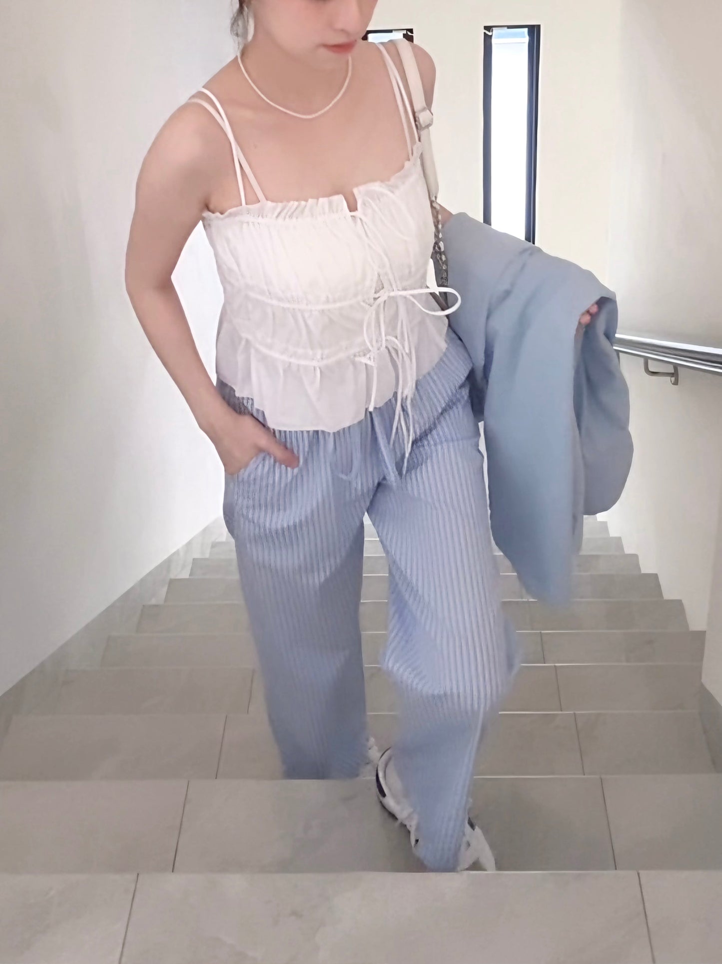 BLUE STRIPE COMFORT PANTS - PETITEGIRLS 小个子定制款
