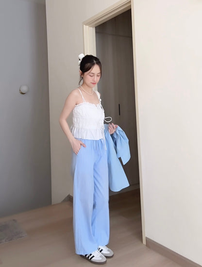 BLUE STRIPE COMFORT PANTS - PETITEGIRLS 小个子定制款