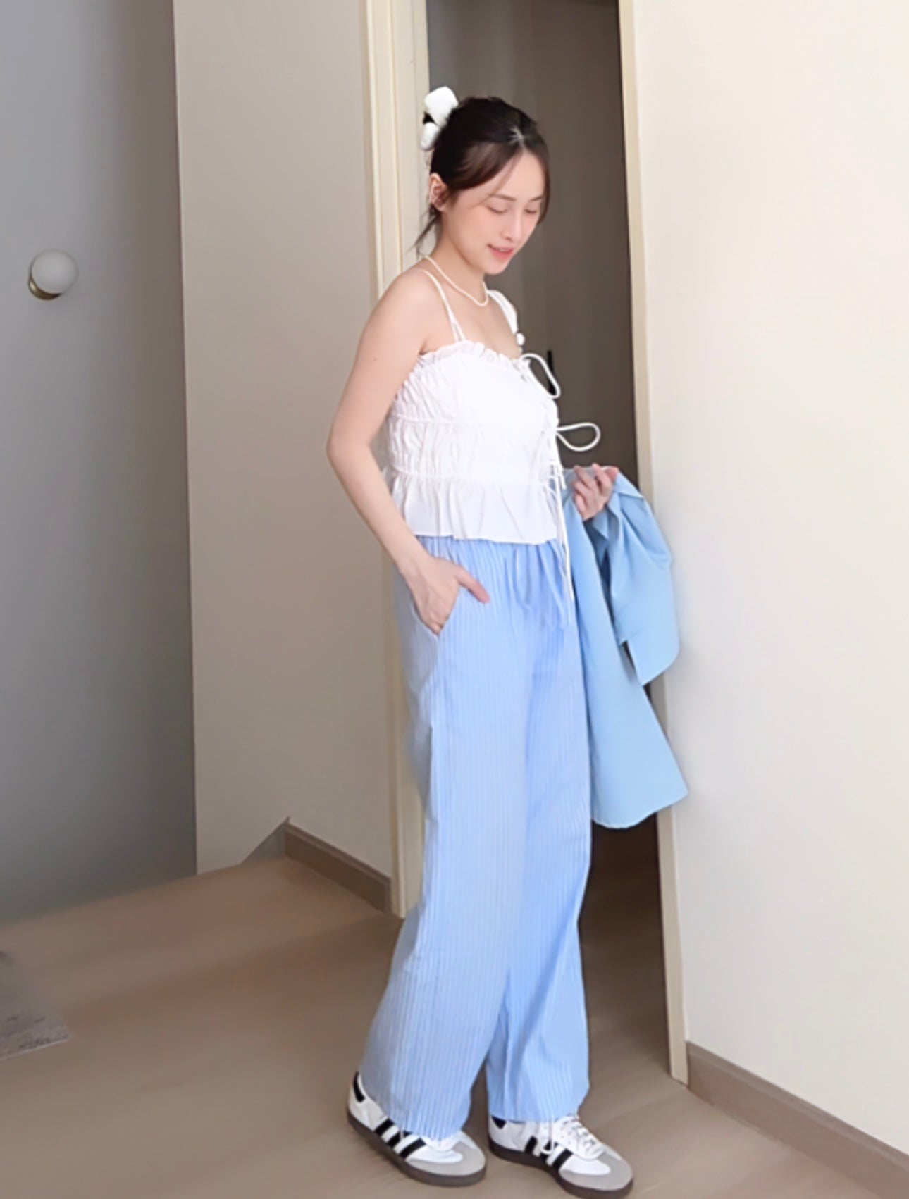 BLUE STRIPE COMFORT PANTS - PETITEGIRLS 小个子定制款