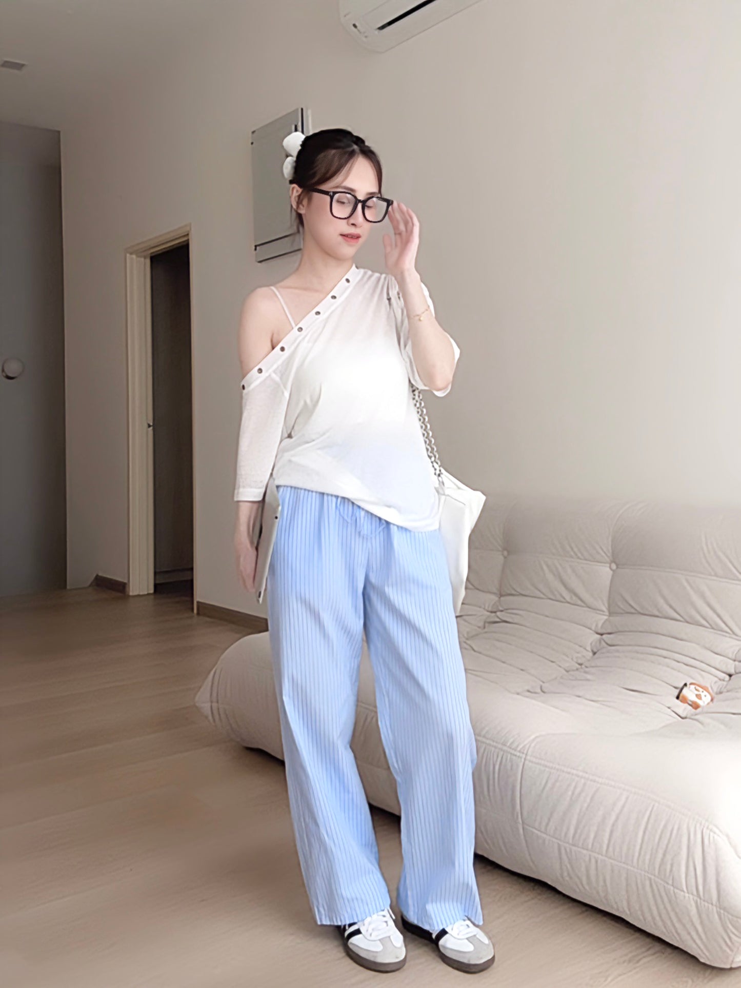 BLUE STRIPE COMFORT PANTS - PETITEGIRLS 小个子定制款