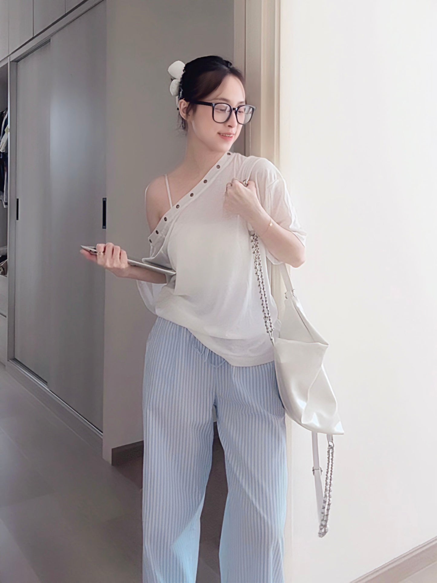 BLUE STRIPE COMFORT PANTS - PETITEGIRLS 小个子定制款