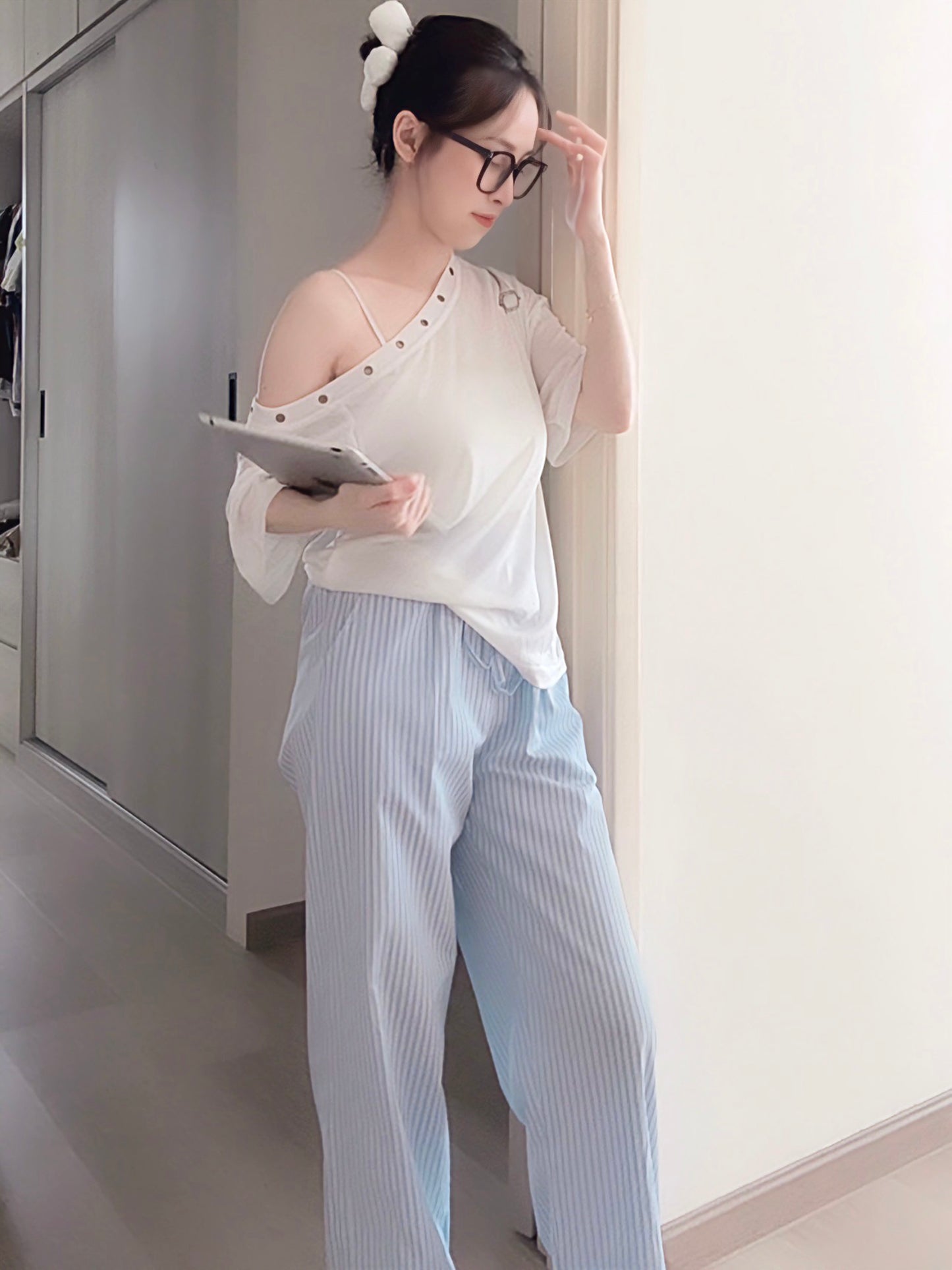 BLUE STRIPE COMFORT PANTS - PETITEGIRLS 小个子定制款