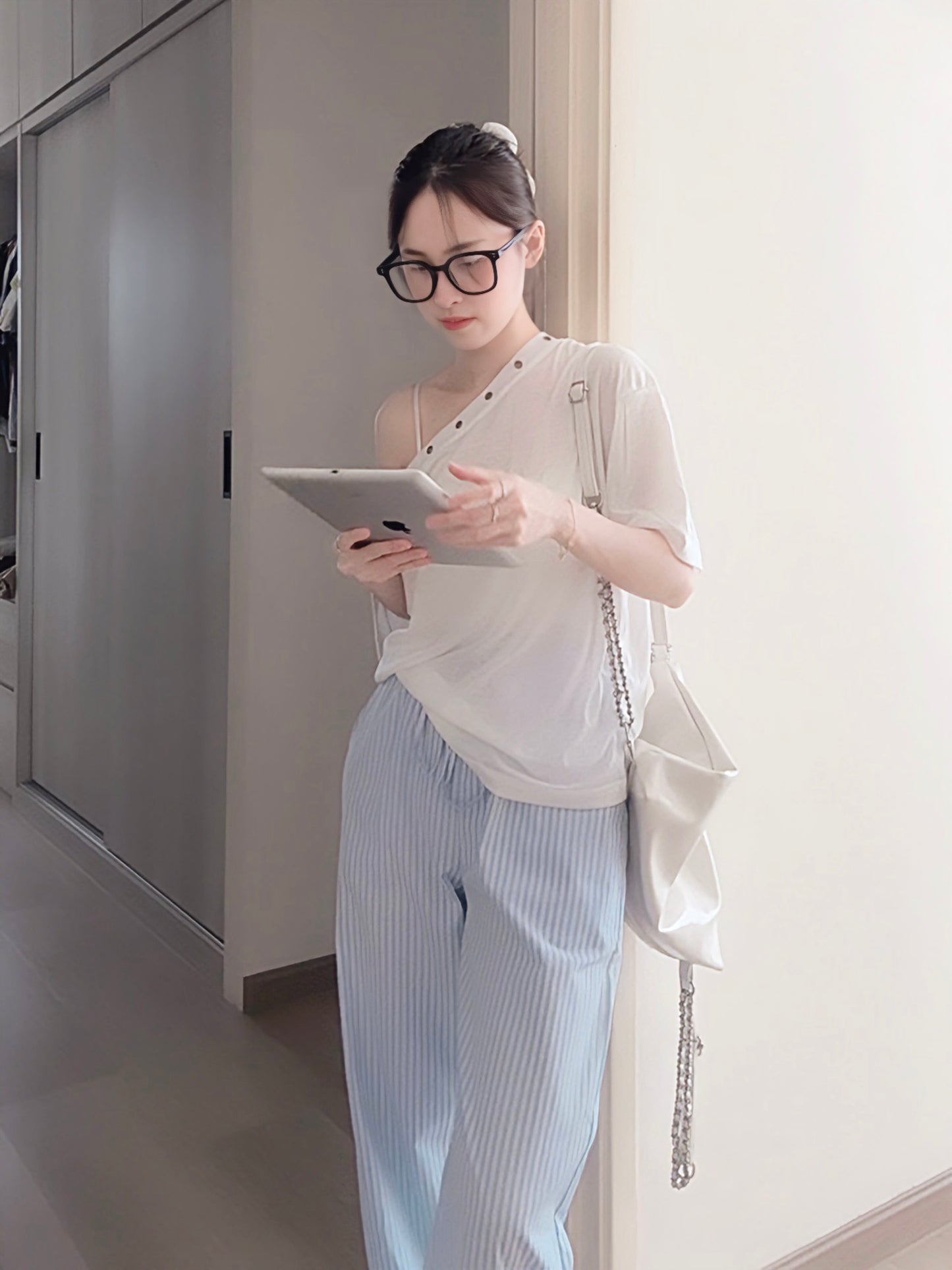 BLUE STRIPE COMFORT PANTS - PETITEGIRLS 小个子定制款