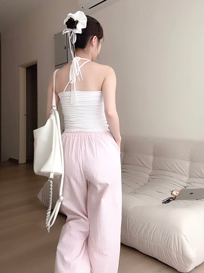PINK STRIPE COMFORT PANTS - PETITEGIRLS 小个子定制款