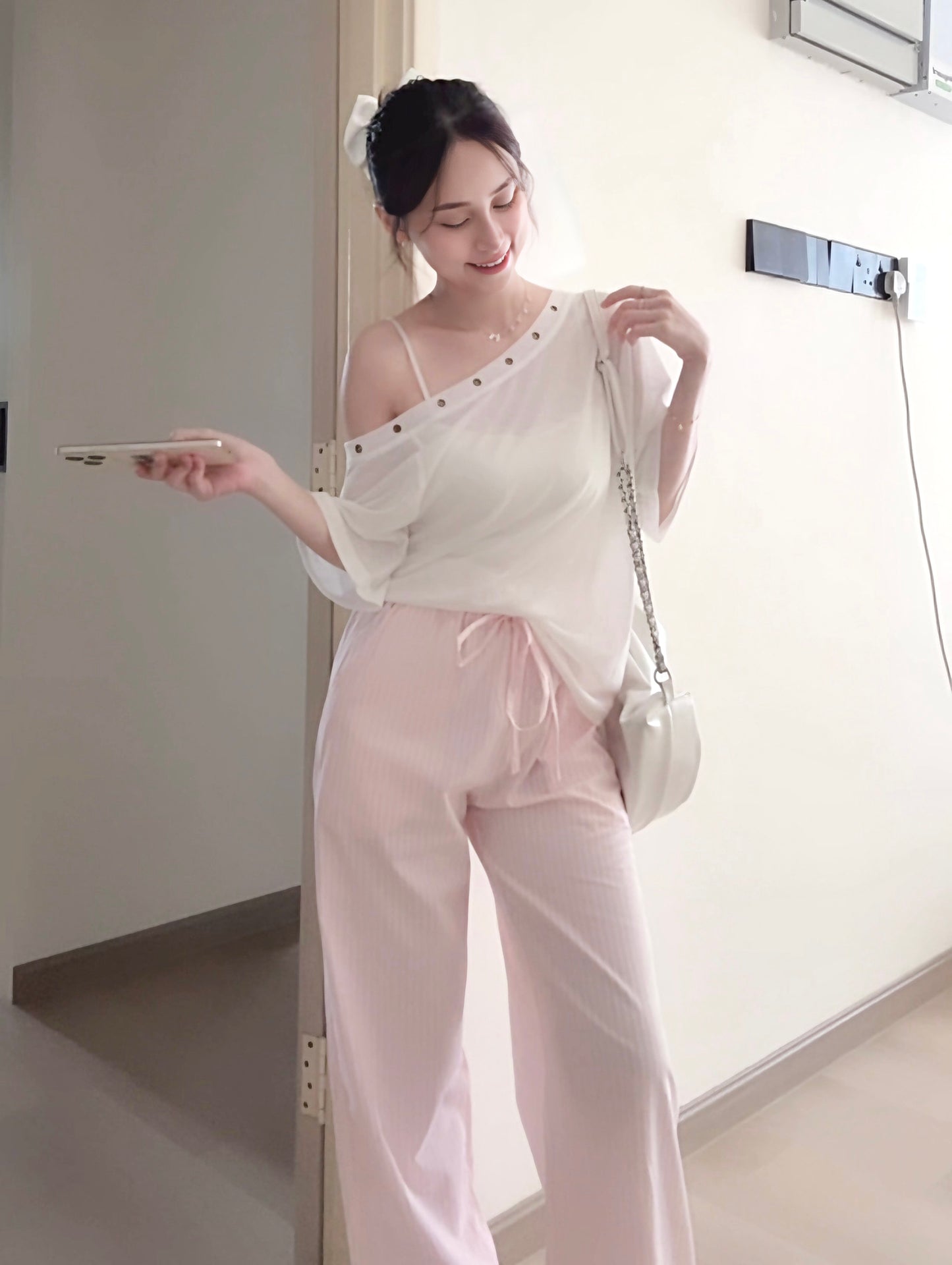 PINK STRIPE COMFORT PANTS - PETITEGIRLS 小个子定制款