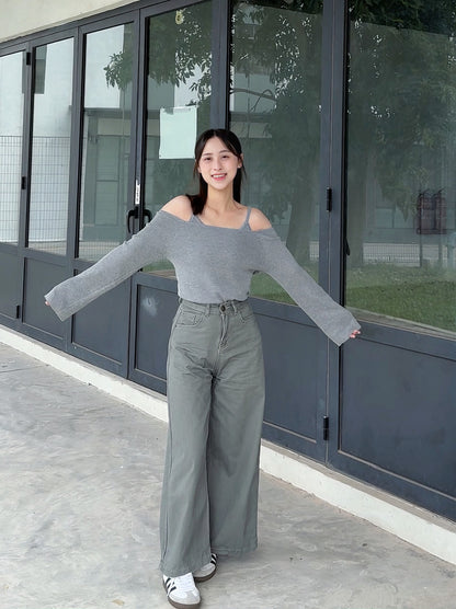 CLOUD GREY OFF-SHOULDER TOP