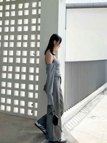 CLOUD GREY OFF-SHOULDER TOP