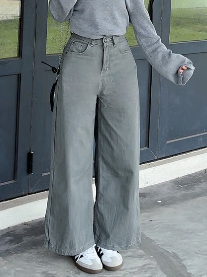 CLASSIC GREY WIDE LEG JEANS  - PETITEGIRLS 小个子定制款