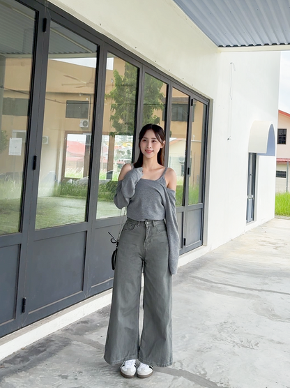 CLASSIC GREY WIDE LEG JEANS  - PETITEGIRLS 小个子定制款