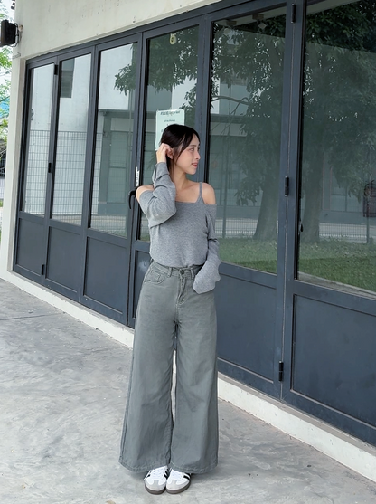 CLOUD GREY OFF-SHOULDER TOP