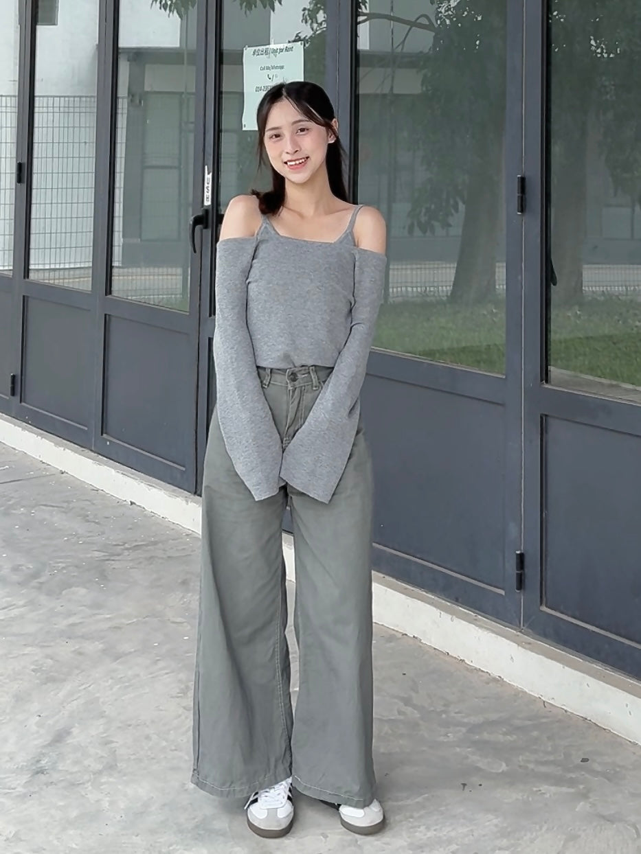 CLOUD GREY OFF-SHOULDER TOP